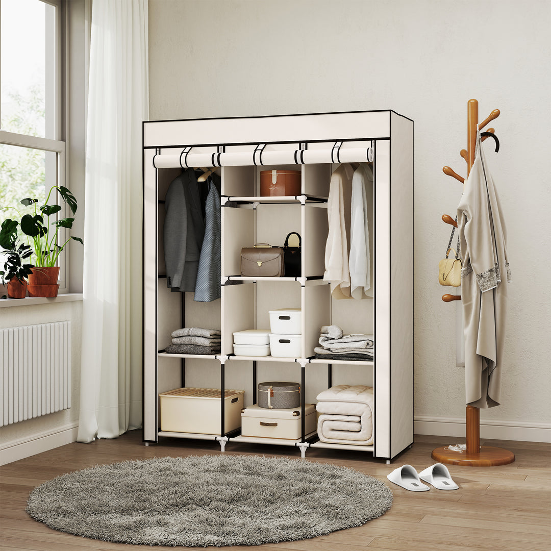 MCL Fabric Wardrobe, with Rails and Shelves - Cream White