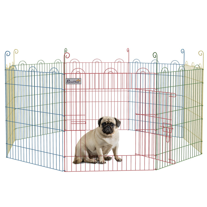 PawHut Pet Playpen Crate, with Eight Panels, Door, for Indoors and Outdoors, 60H x Φ156cm | Aosom UK