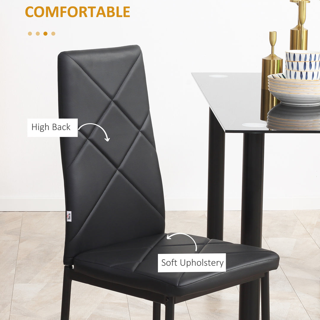 Set of 4 Faux Leather Dining Chairs - Black