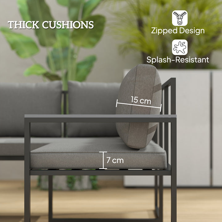Six Piece L Shaped Garden Furniture Set with 3 Loveseats - Grey