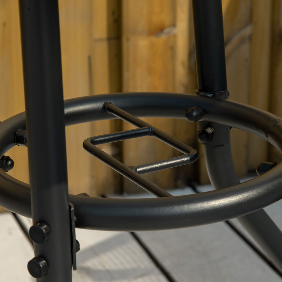 MCL Outdoor 80cm Round Dining Table Tempered Glass Top Steel Frame Bistro Coffee End Side Table Garden w/ Parasol Hole