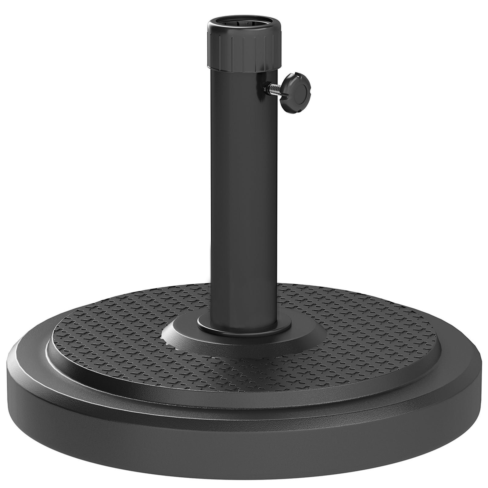 22kg Garden Parasol Base, Round HDPE Sun Umbrella Base, Heavy Duty Outdoor Umbrella Stand for 38mm or 48mm Outdoor Umbrella Poles, Black