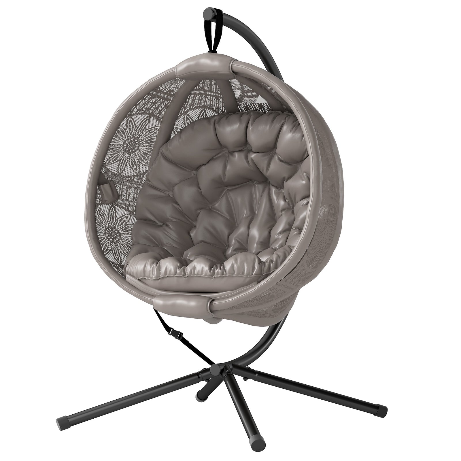 Round Egg Basket Chair, with Steel Stand, Sand