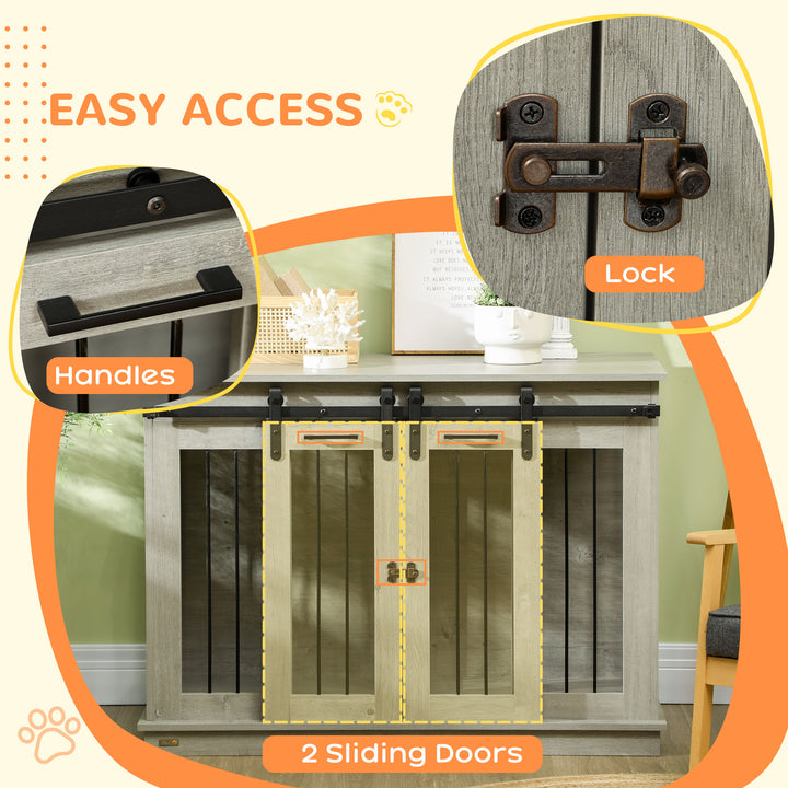 Dog Crate Furniture for Large Dogs, Double Dog Cage for Small Dogs, with Divider - Grey
