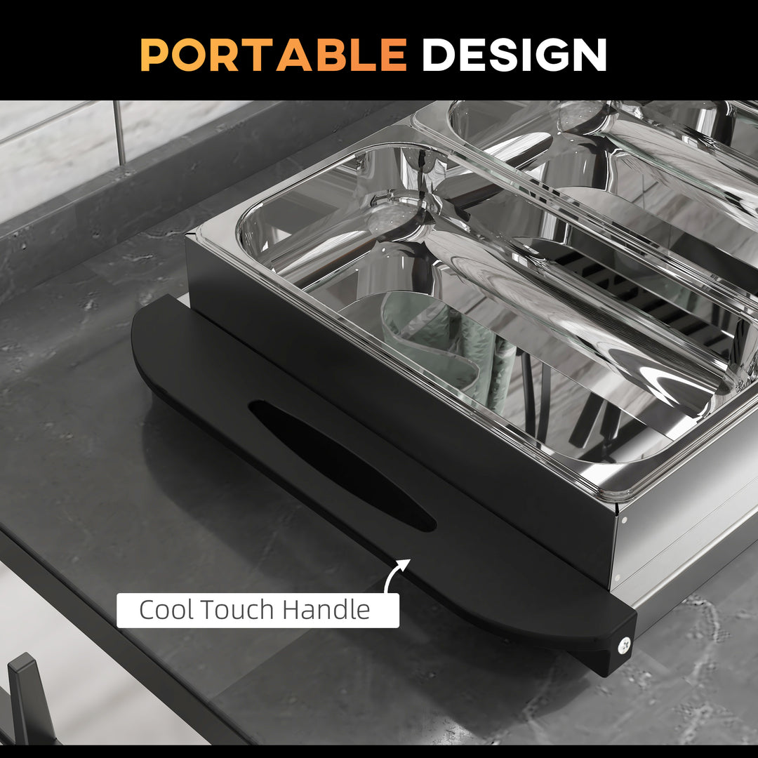 4 Tray Electric Food Warmer Buffet Server with Warming Plate, Cool Touch Handles, Adjustable Temperature, 300W, 2 x 2.4L and 2 x 1L Pans