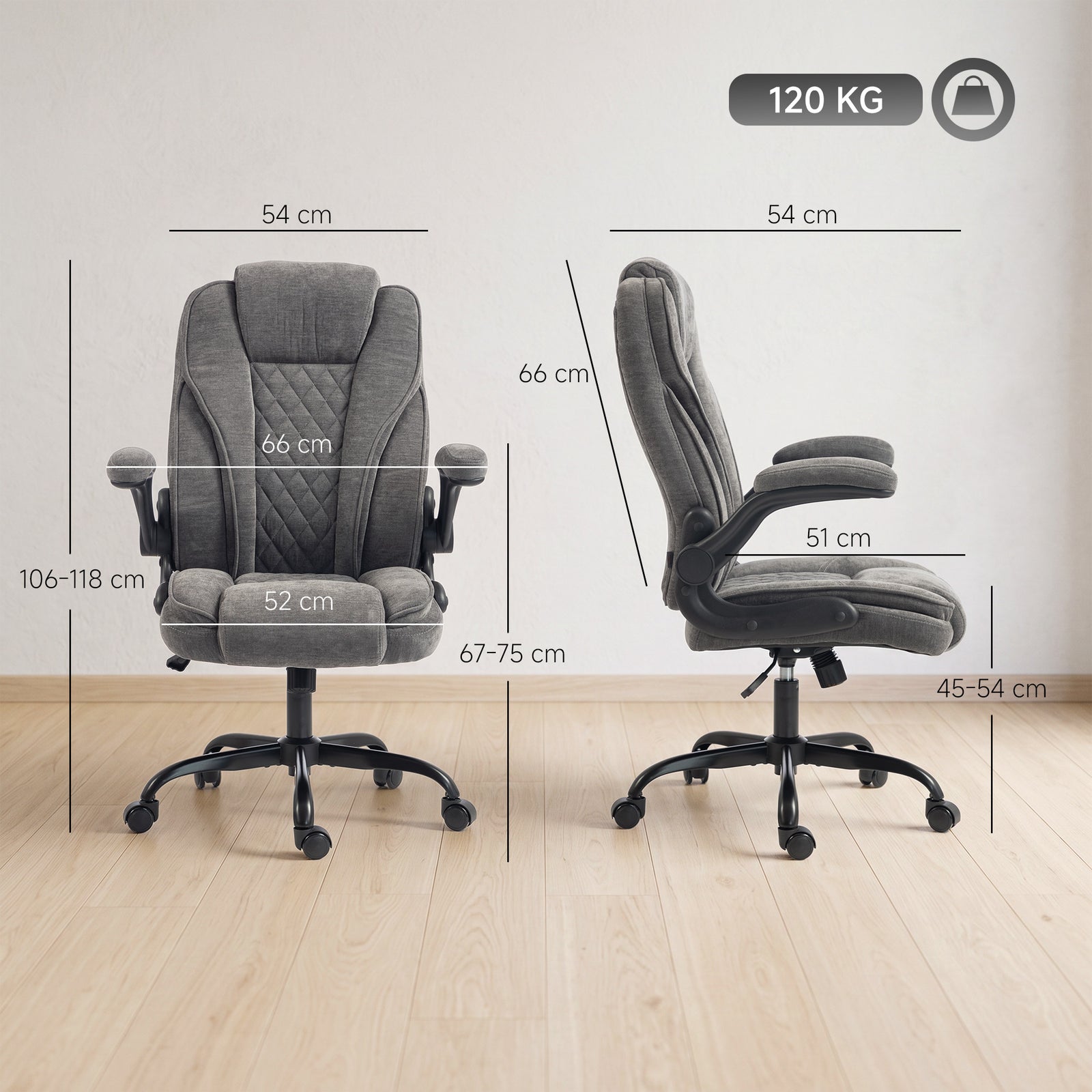 Office Chair, Ergonomic Desk Chair with Flip-up Armrest, Pocket Spring