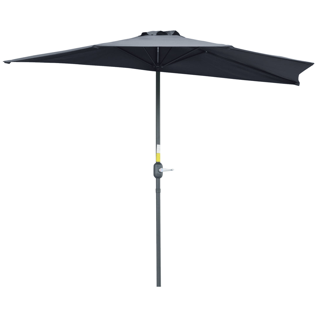 MCL 2.7m Garden Half Parasol, Outdoor Balcony Umbrella with 5 Steel Ribs, Patio Sun Shade, Grey