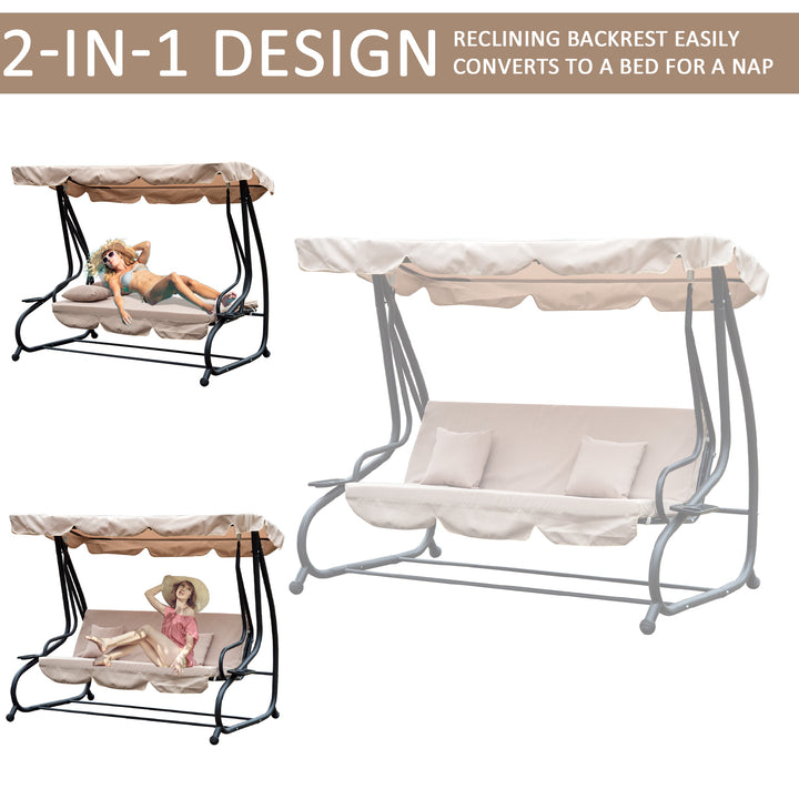 Outsunny 3 Seater Garden Swing Seat Bed Swing Chair 2