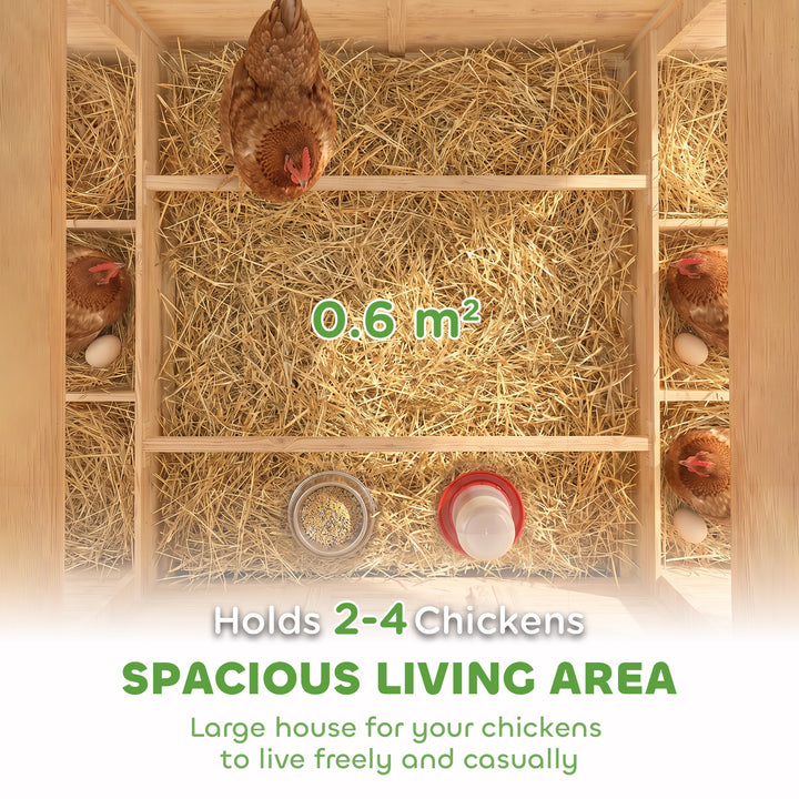 Chicken Coop, Wooden Outdoor Hen House with Nesting Box, Openable Wate