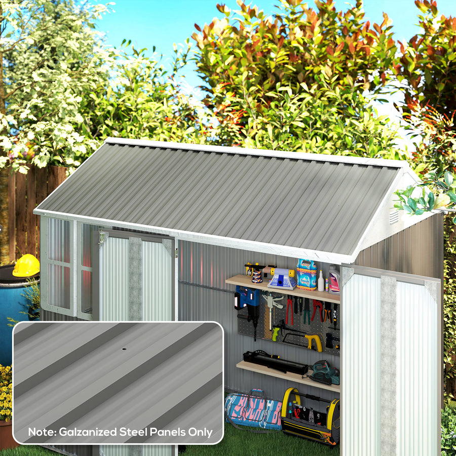 Set of 12 Corrugated Steel Roof Sheet Panels - Light Grey