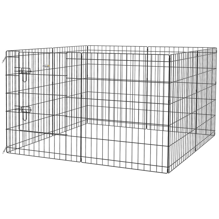 PawHut 8 Panel DIY Dog Pen with Door for Dogs, Small Animals, Indoor/Outdoor Use, 61cm High | Aosom UK