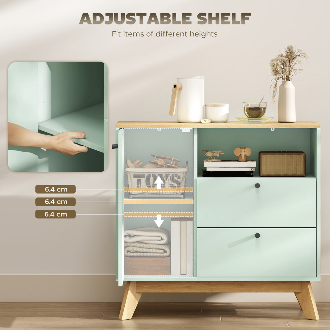Sideboard Storage Cabinet, 80 cm Buffet Cabinet with 2 Drawers, Open C