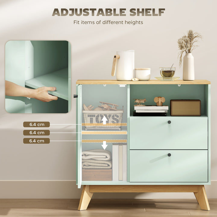 Sideboard Storage Cabinet, 80 cm Buffet Cabinet with 2 Drawers, Open C