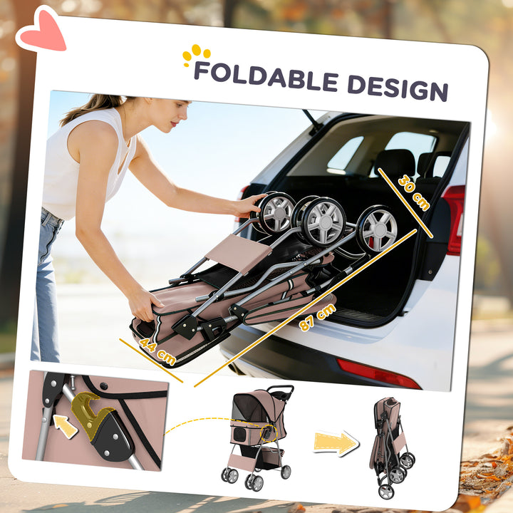 Dog Pram, Pet Stroller with Reflective Strips, Foldable Cat Stroller w
