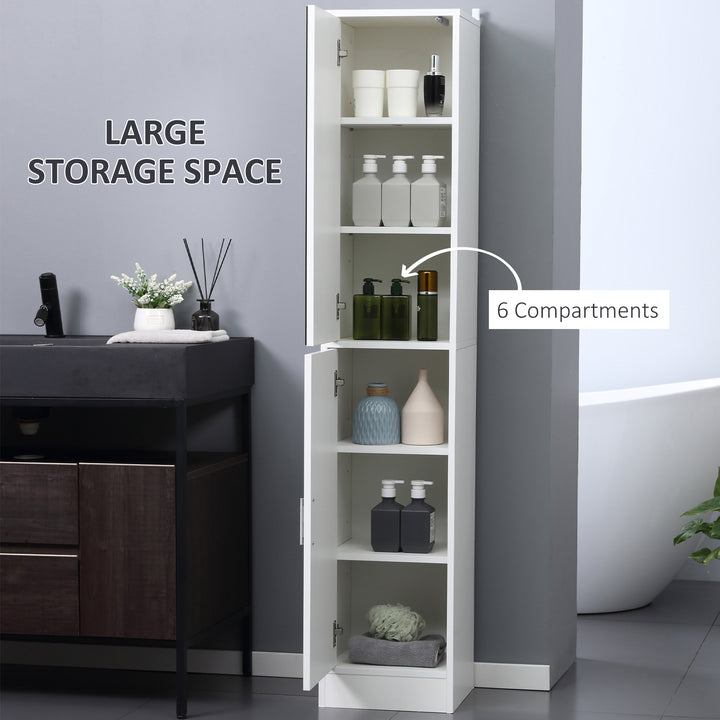 Tall Bathroom Cabinet with Mirror and Adjustable Shelf - White