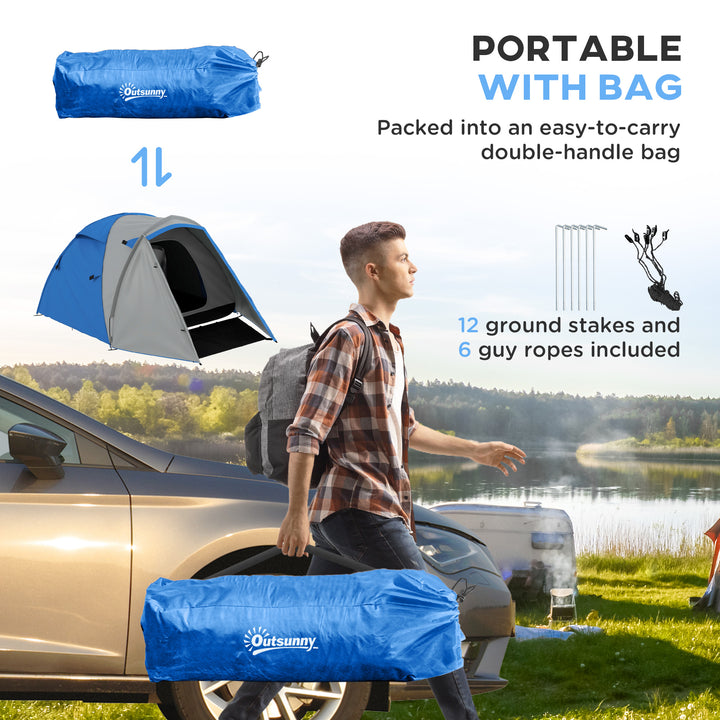 Two-Man Dome Tent, with Front Porch and Accessories - Blue/Grey