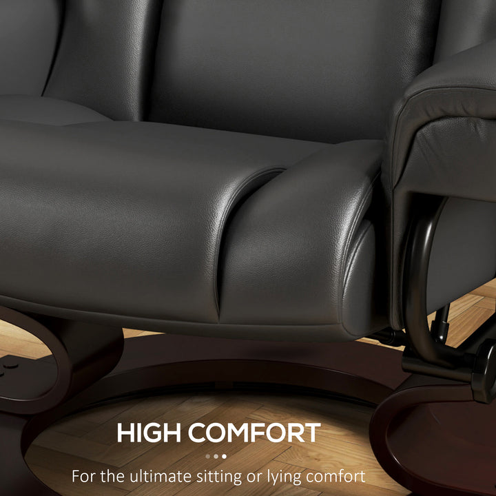 Massage Recliner Chair with Footstool, Upholstered Reclining Armchair with Adjustable Backrest, Steel Frame and Wood Base, Swivel Chair for Living Room, Bedroom, Black