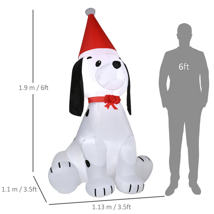MCL 6ft Inflatable Christmas Puppy Dog Wearing Santa Hat Lighted Outdoor Decoration Blow Up Decor for Holiday Indoor