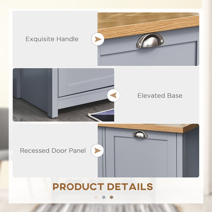 MCL Shoe Cabinet, Modern Shoe Bench with 2 Doors for Hallway, Entryway, Grey