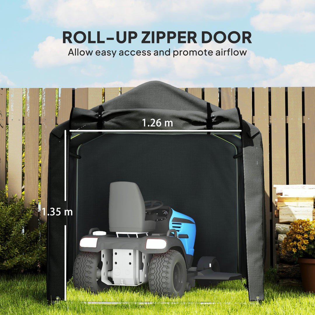 2.2 x 1.6 m Garden Storage Tent, Waterproof Anti-UV Bike Tent with Roll-up Zipper Door, Galvanised Outdoor Storage Shelter Carport for Bike, Motorbike, Garden Tools, Black