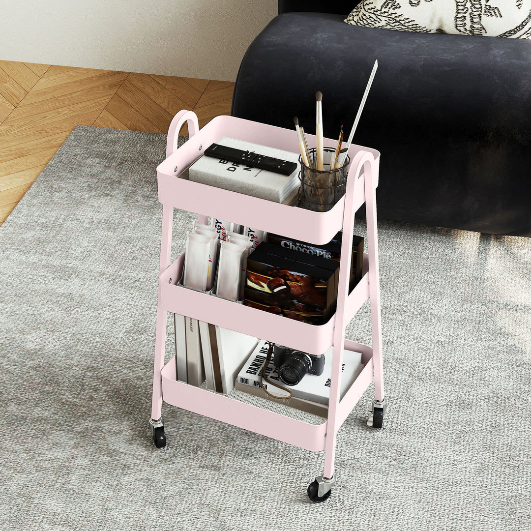 Three-Tier Storage Trolley - Pink