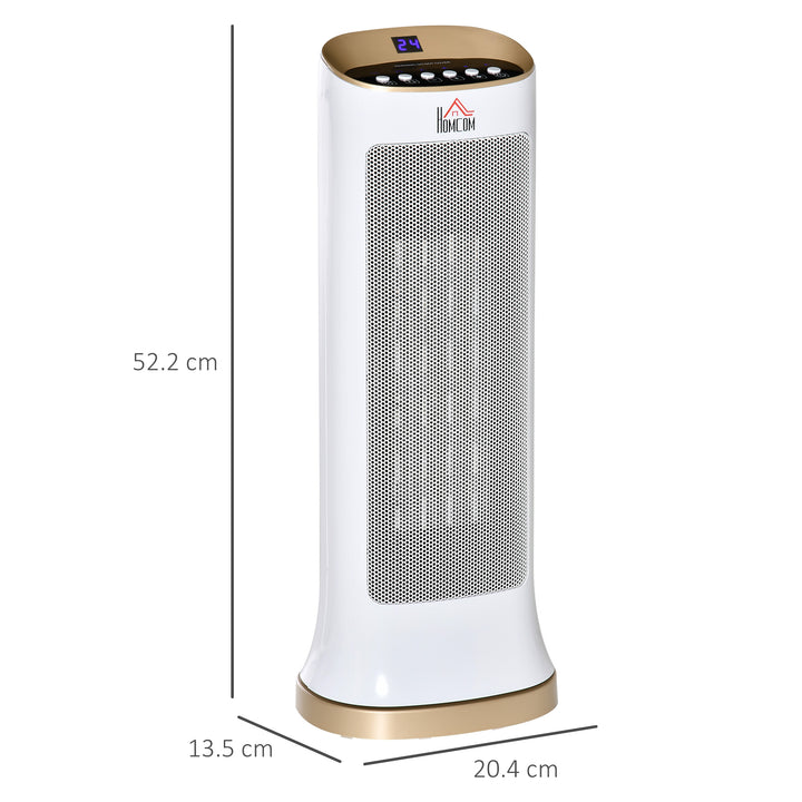 HOMCOM Ceramic Tower Heater 45° Oscillating Space Heater w/ Remote Control 8hr Timer Tip-Over Overheat Protection 1000W/2000W-White | Aosom UK