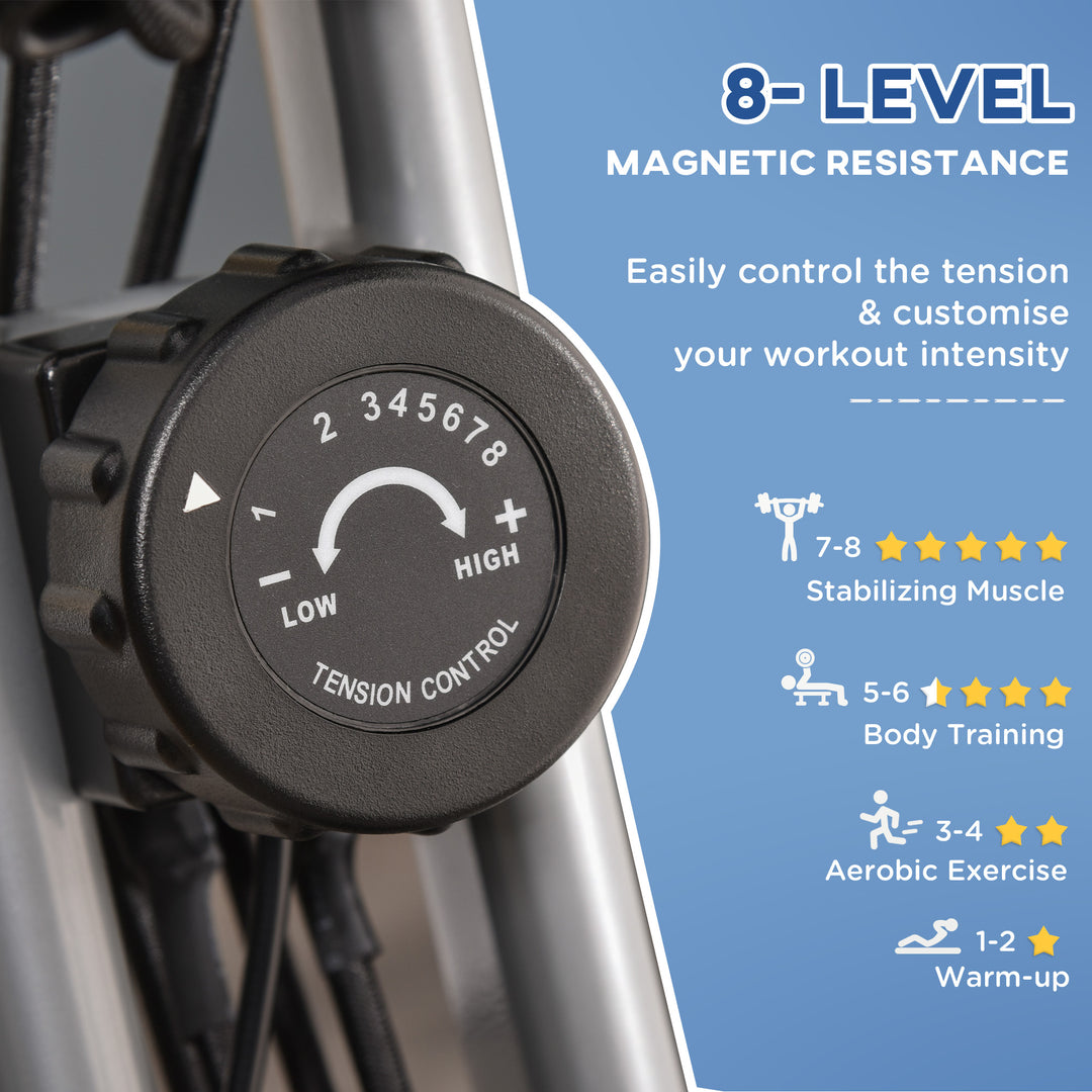 MCL 2-in-1 Folding Exercise Bike with 8-Level Magnetic Resistance, Arm Resistance Band, Pulse Sensor, Grey