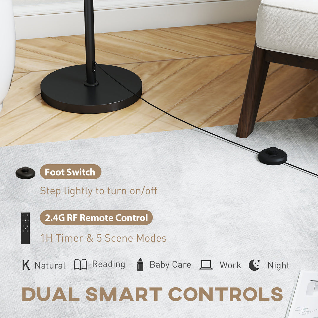 Floor Lamp with Remote, Height Adjustable Standing Lamp with Linen Sha