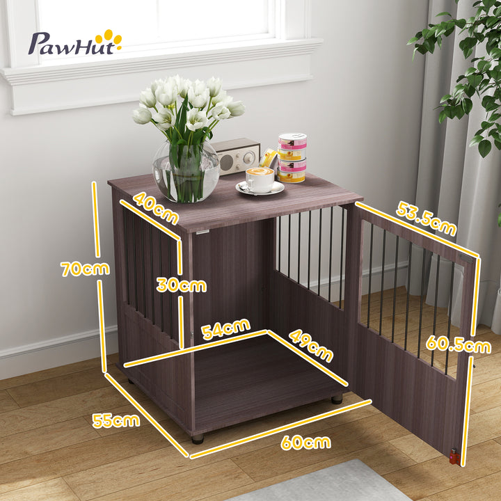 Dog Crate Table for Medium and Large Dogs with Magnetic Door for Indoor Use, 60 x 55 x 70 cm, Purple