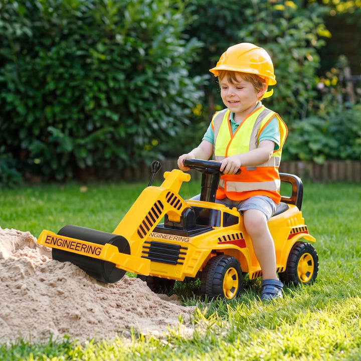 Ride On Tractor, Kids Bulldozer Pull Cart with Horn, Storage, Front - view 2