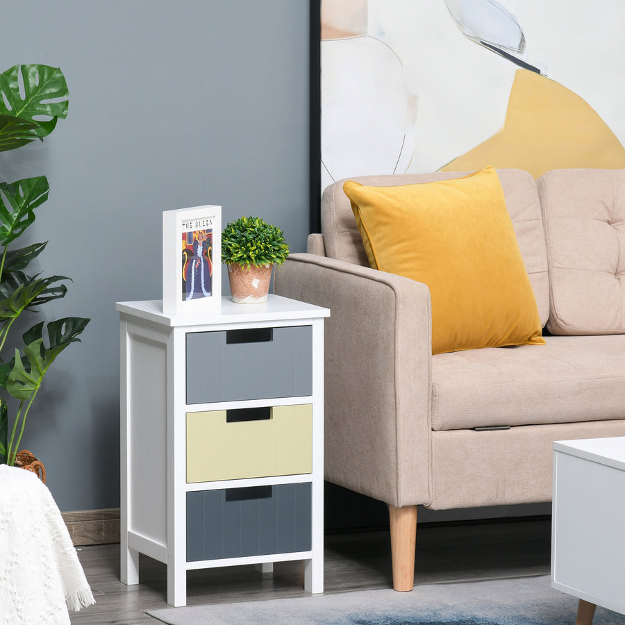 3 Drawer Storage Tower, Dresser Chest with Wood Top, Organiser Unit for Closets Bedroom Nursery Room Hallway