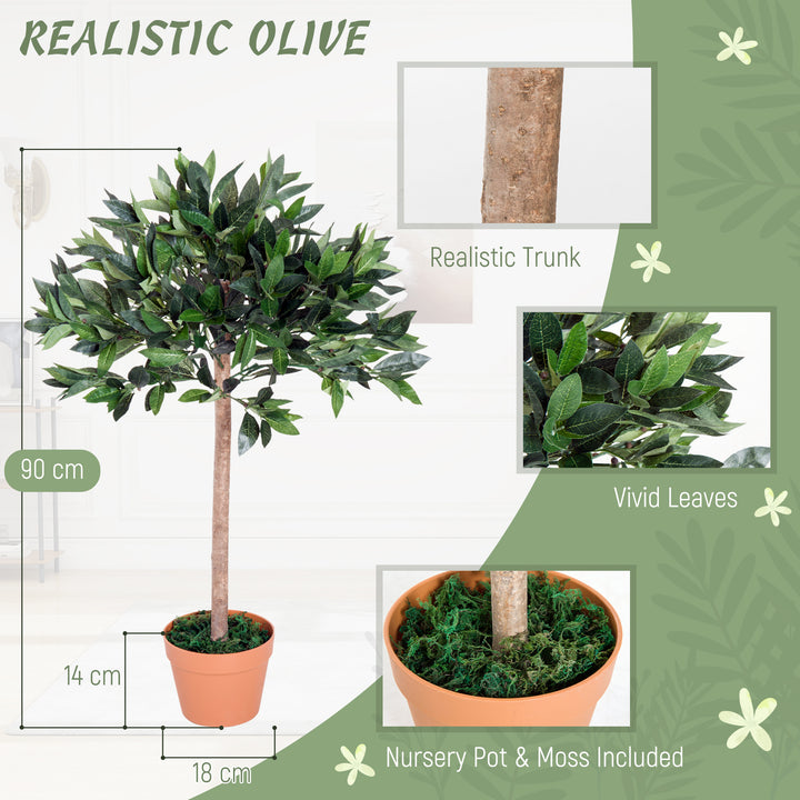 MCL 3ft Artificial Olive Tree Indoor Plant Greenery for Home Office Potted in An Orange Pot