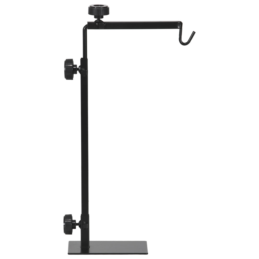 Adjustable Height and Length Reptile Lamp Stand Holder with Hook Hanging, Base - Black