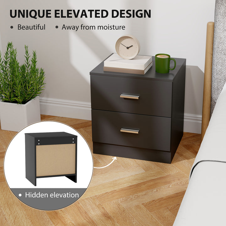 Modern Bedside Table, Beside Cabinet with 2 Drawers, for Bedroom, Livi