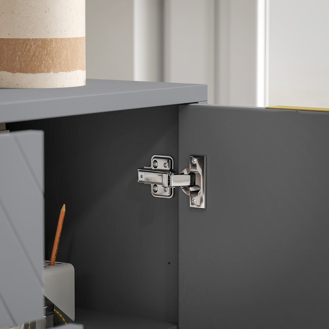 Sideboard with 3 Drawers and Adjustable Shelves for Living Room - Grey