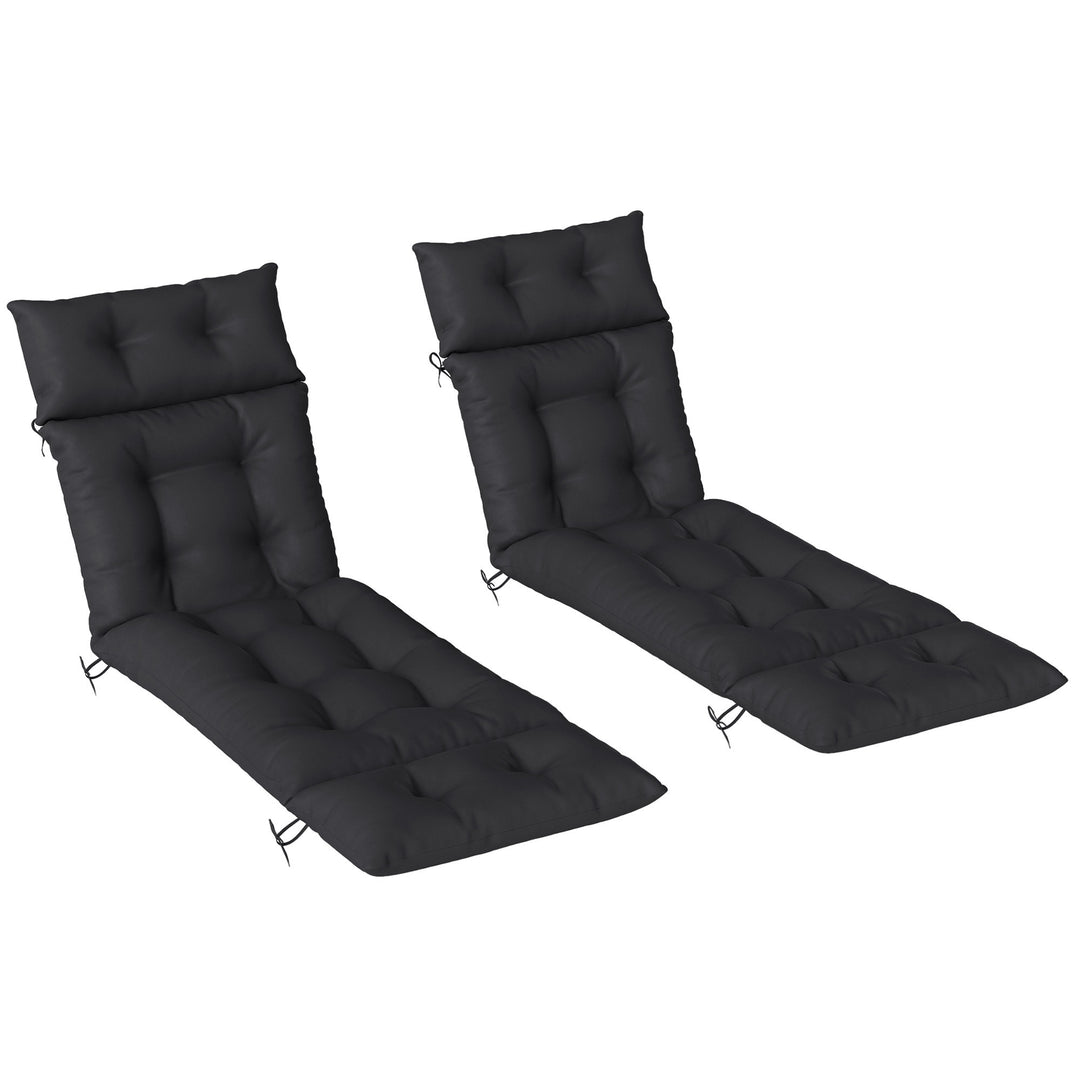 Set of Two 190 x 56cm Sun Lounger Cushions - Black