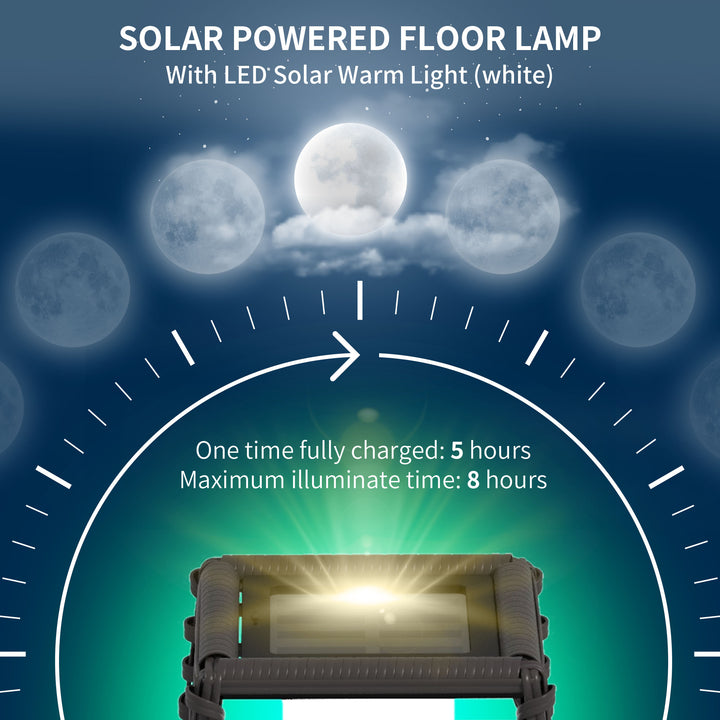 Rattan Solar Floor Lamp, 68cm Tall Outdoor Garden Lantern Pathway Light &amp; Decorative Lighting with Auto On/Off LED Lights, IP44, for Porch, Yard, Courtyard, Deck, Grey