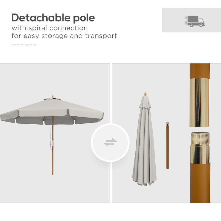 MCL 3.3m Elegant Wooden Parasol - Grey