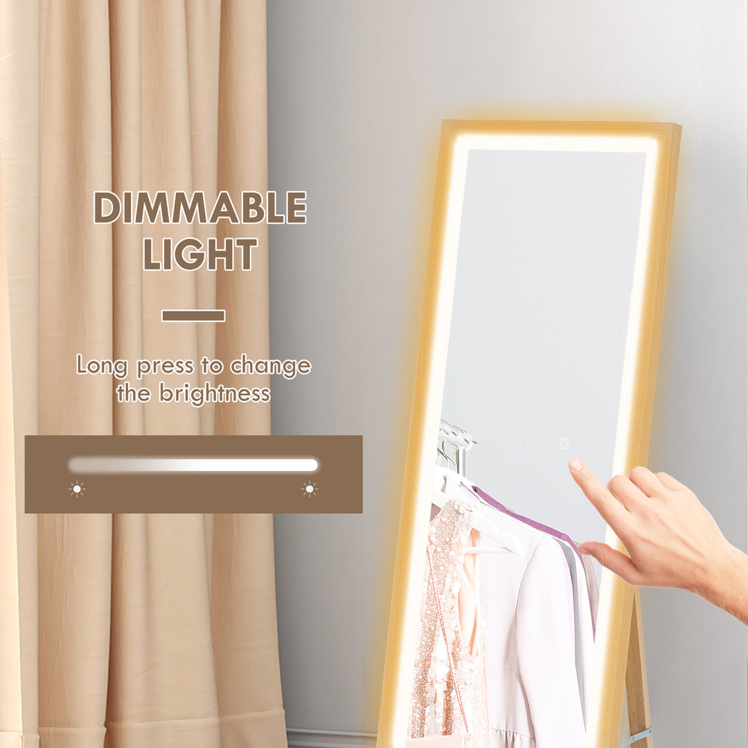 Full Length Mirror, with Adjustable Outer Light, Oak