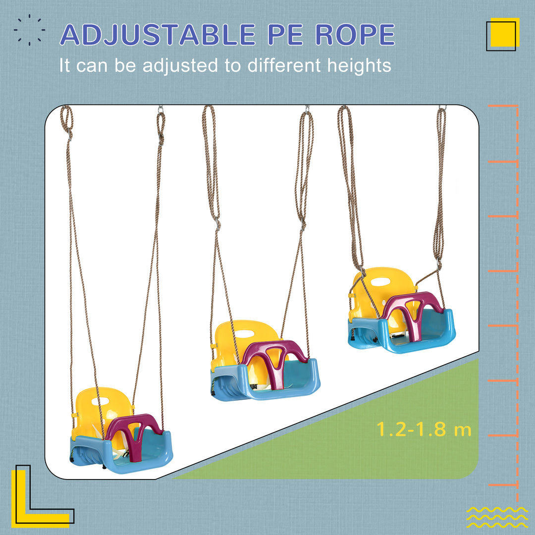 3 in 1 Detachable Kids Swing Seat with Seatbelt, Adjustable Rope for I