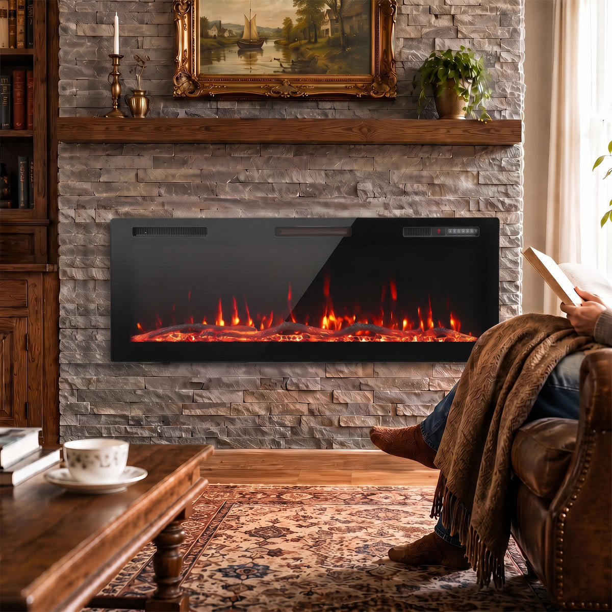 3 IN 1 Slim Electric Fire, Wall Mounted/Recessed/Freestanding - view 2