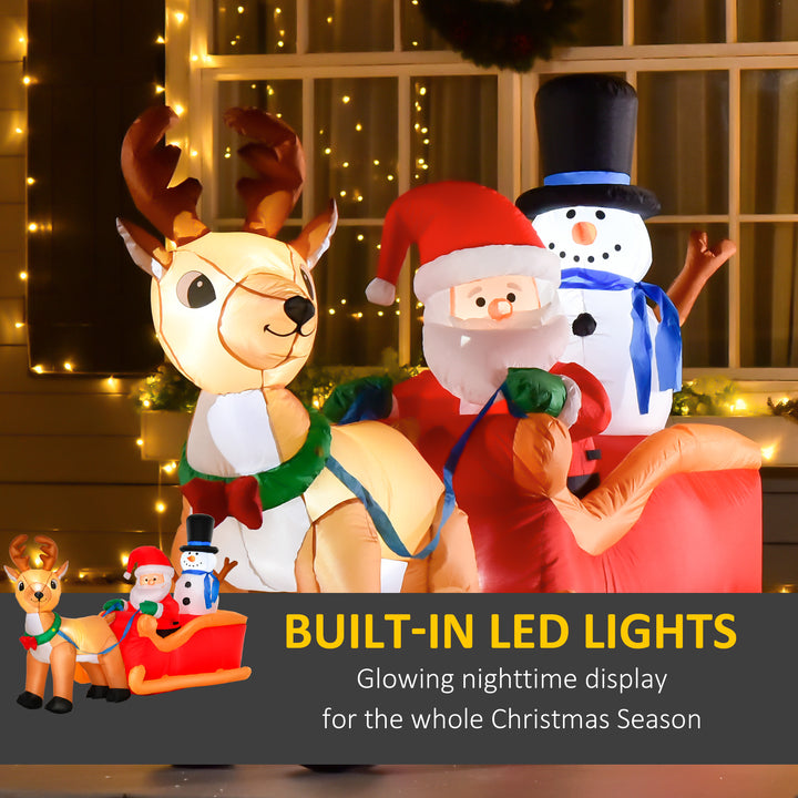 6.5ft Christmas Inflatable Santa Claus on Sleigh Deer, LED Lighted for Home Indoor Outdoor Garden Lawn Decoration Party Prop