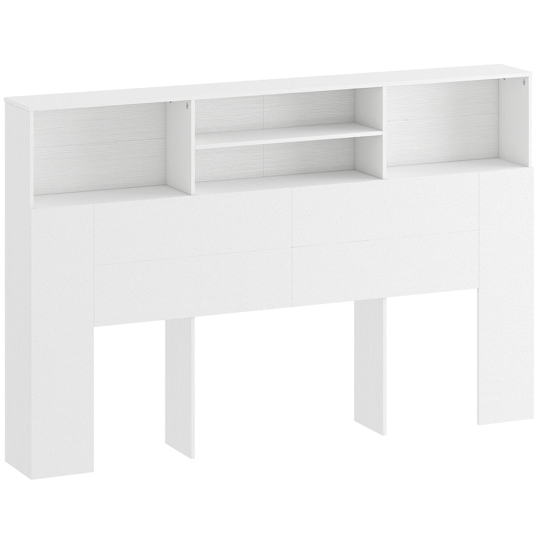 King-Size Headboard with Storage, Freestanding Bed Headboard with 4 Op
