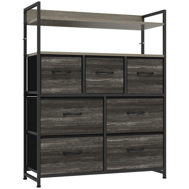 Rustic Chest of Seven Fabric Drawers - Grey