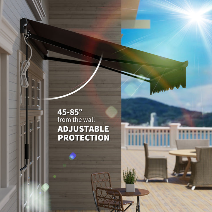 3 x 2.5m Electric Awning with LED Light and Remote Controller, Aluminium Frame DIY Retractable Awning, UV50+ Sun Shade Canopy for Garden Patio Deck Door Window, Dark Grey