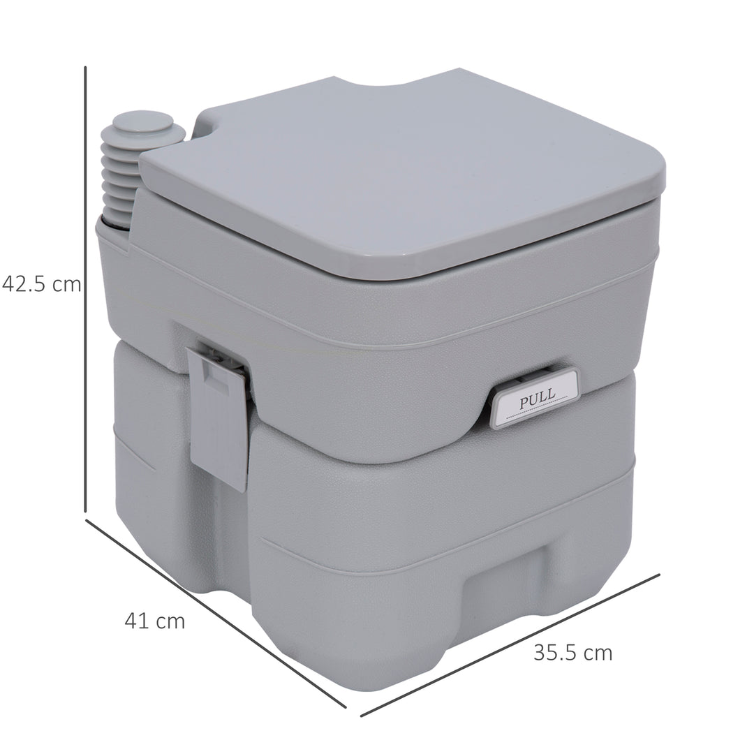 20L Portable Travel Mobile Toilet Outdoor Camping Handle WC with 2 Detachable Tanks & Push-button Operation, Grey