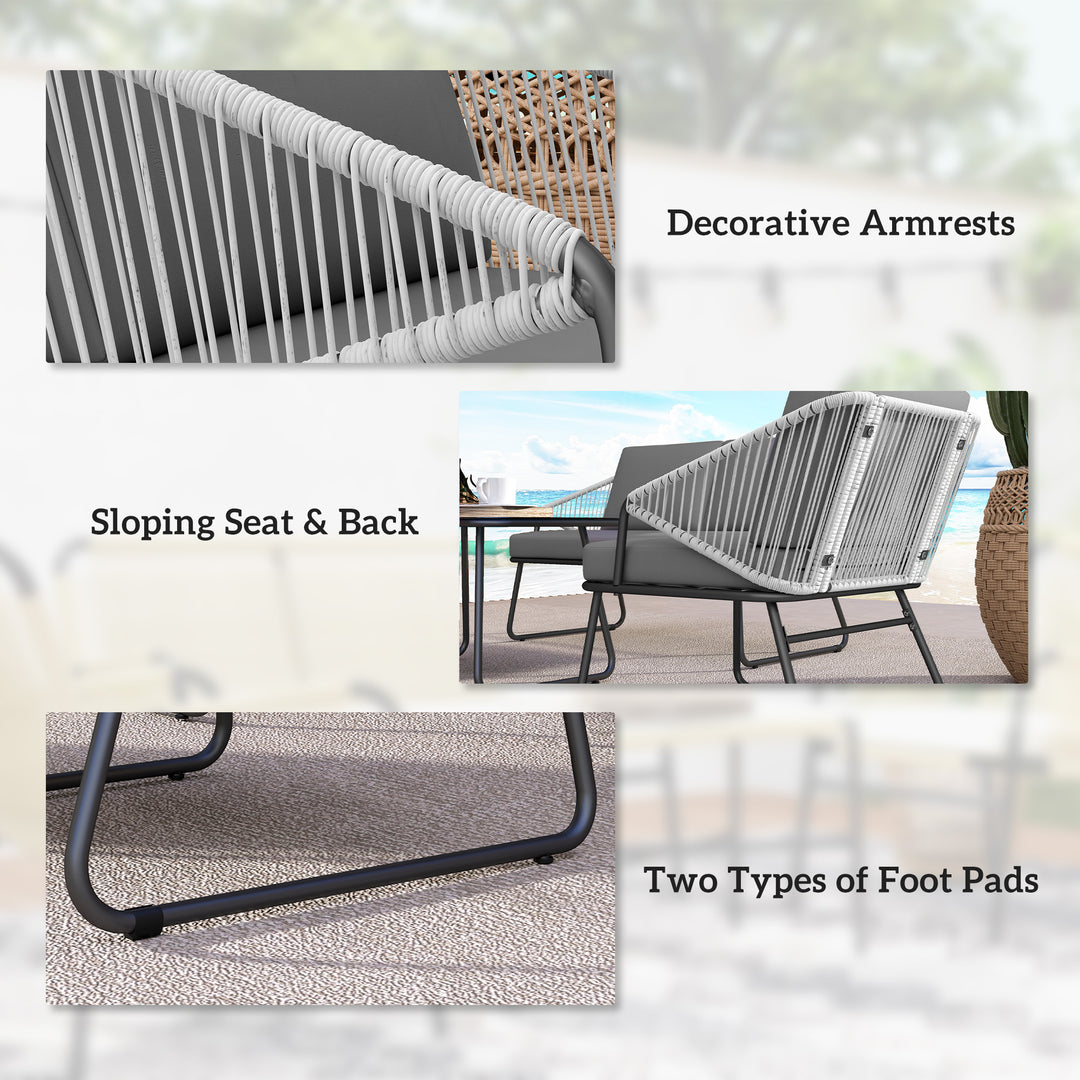 Four-Piece Rattan Strong Panel Outdoor Sofa Set - Grey