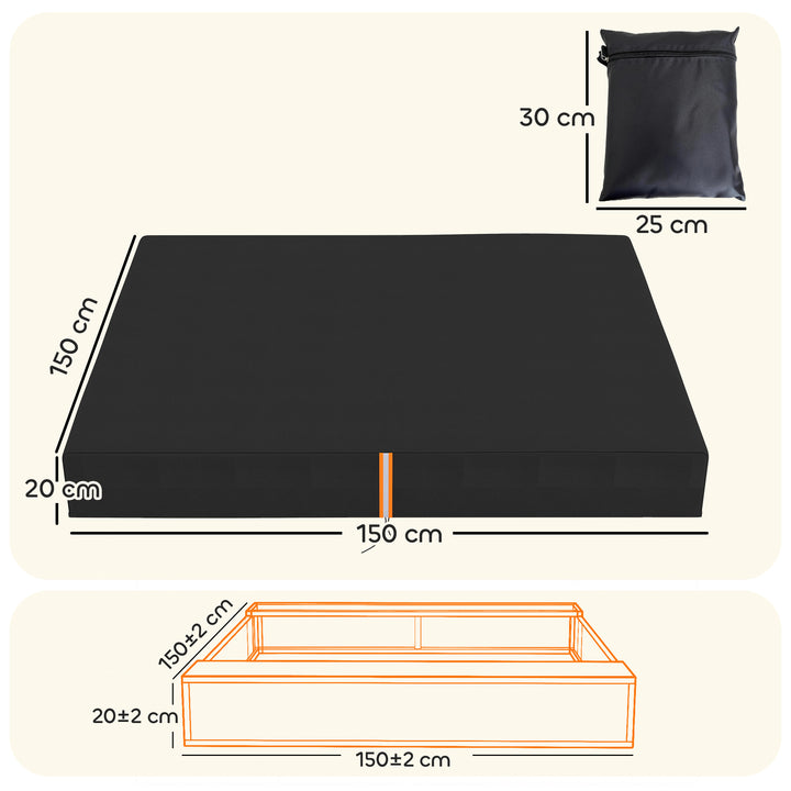 Sandbox Cover, Square Sandpit Cover Waterproof Dustproof UV Protection