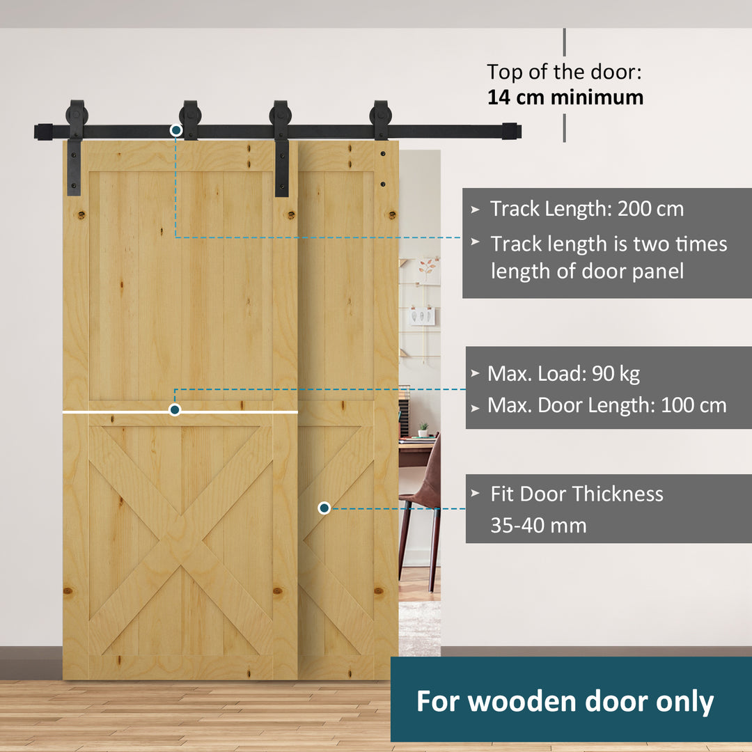 6.6FT/200cm Sliding Barn Door Hardware Track Kit, 90kg Heavy Duty - view 4