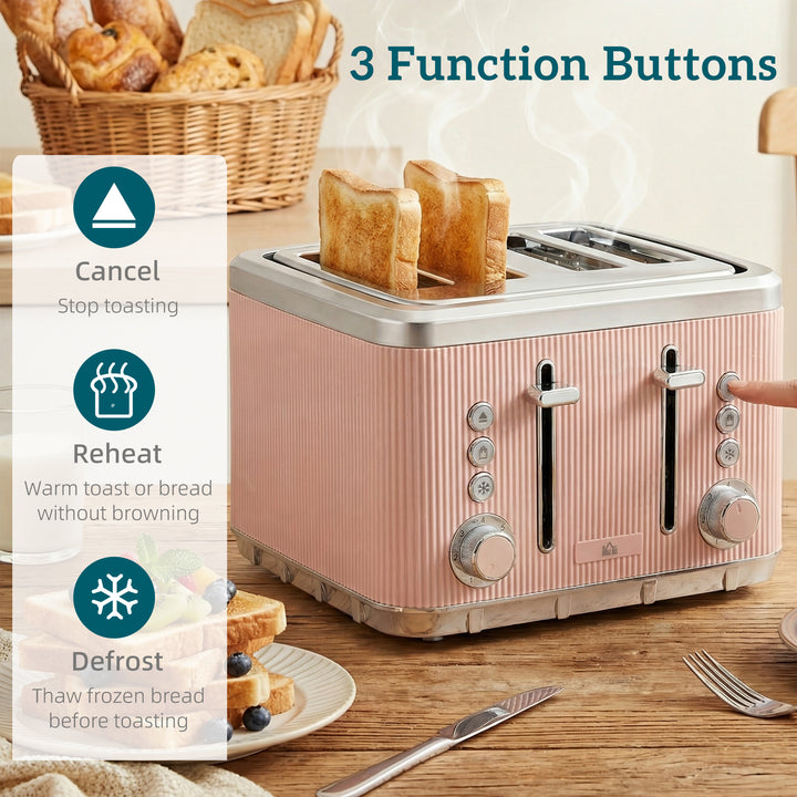 Electric Stainless Steel Kettle and Toaster Set, 3000W 1.7L UK Strix T